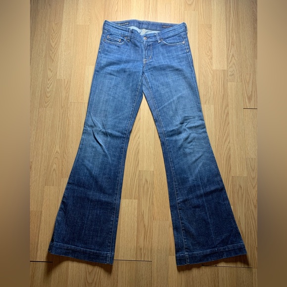 7 For All Mankind Faye #003 Stretch Jeans Low Waist Full Leg Size 27 - Picture 3 of 5